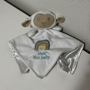 Baby Starters Lamb Security Blanket Bless This Baby Rainbow Satin Back Lovey